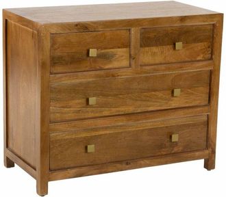 Wanderlust Deco C&oacute;moda De Madera Marr&oacute;n De 2 Cajones Y 2 Puertas 90x45x75h Cm