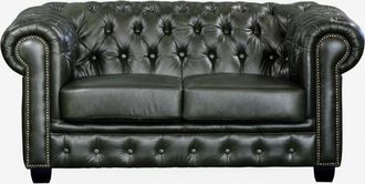 Vente-Unique Divano Chesterfield a 2 posti 100% cuoio di bufalo Verde imperiale - BRENTON