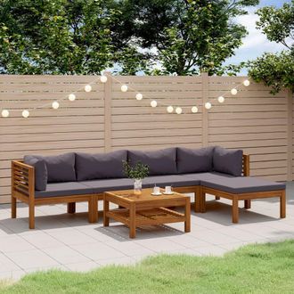 vidaXL Vidaxl - Muebles De Jard&iacute;n 6 Pzas Cojines Madera Maciza De Acacia