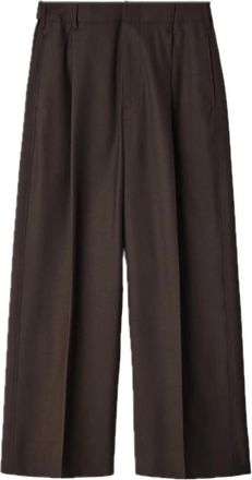 Christophe Lemaire Single Pleat Tailored Pant - Heren - Wijde Broeken - Bruin - M - Wol - Broeken