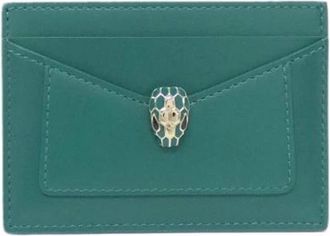 Bulgari Pre-owned Wallets, female, Green, Size: ONE SIZE Pre-owned Vintage Business card case