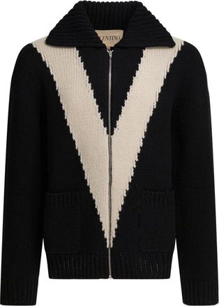 Valentino Cardigans, male, Black, M, Zip-up Cardigan