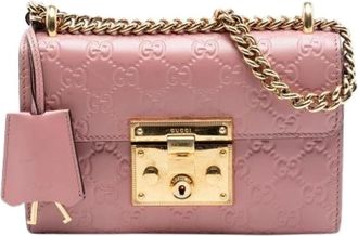 Gucci Pre-owned Cross Body Bags, female, Pink, Size: ONE SIZE Pre-owned Padlock Crossbody Bag
