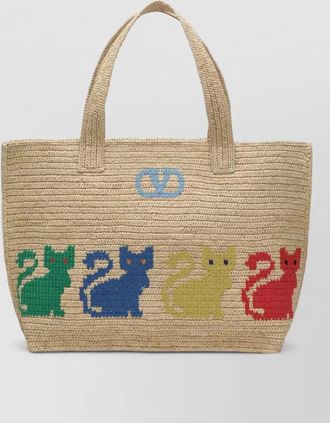 Valentino Garavani raffia vlogo signature shopping bag
