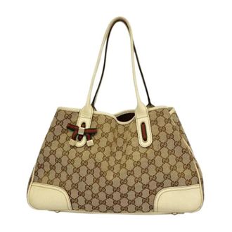 Gucci Pre-owned Tote Bags, female, Beige, Size: ONE SIZE Pre-owned Vintage Canvas Tote Bag