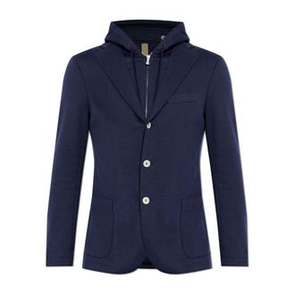 Eleventy Blazers, male, Blue, Size: XL Blazer with Detachable Hood