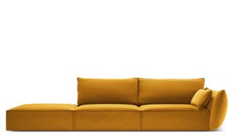 BLOOMINGLOFT 4-Sitzer Designsofa Vanda mit Ottomane links - Samtbezug