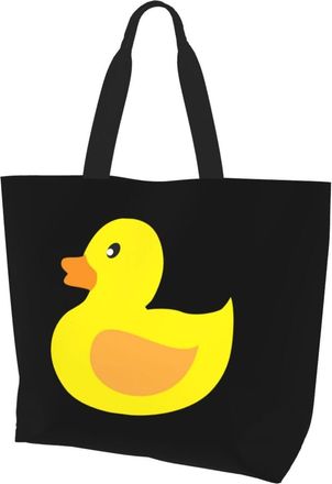 AOOEDM Cute Rubber Duck Ladies Canvas Tote Reusable Shopping Bag