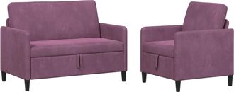 vidaXL Juego De Sof&aacute;s Con Almacenamiento 2 Uds. Morado Poli&eacute;ster Vidaxl