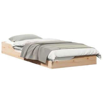 Berkfield Home Modern Floor Bed Frame Brown 100 x 210 cm Solid pine wood in Beige