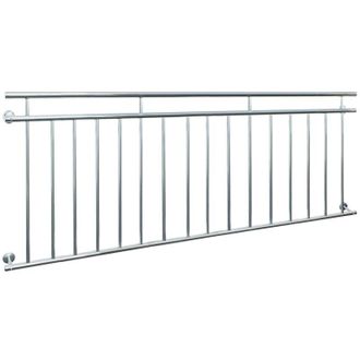 ECD Germany Ecd Germany - Barandilla De Balc&oacute;n O Ventana 225 X 90cm Con Pasamanos Estilo Franc&eacute;s De Acero Inoxidable Con 16 Barras Transversales Sistema Completo 