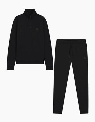 HUGO BOSS Mens Zetrust Quarter Zip Black Cotton Tracksuit - Size: XXL