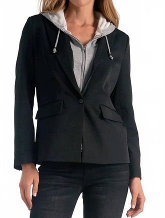 Elan Track Blazer With Grey Hoodie Insert In Black