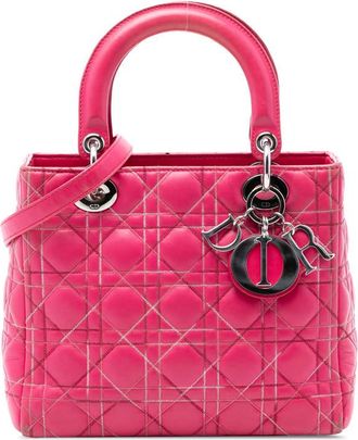 Dior Pre-owned Dior Medium Lambskin Cannage Contrast Stitch Lady Dior Ladies TMM4RBIHHWBY0CVJ