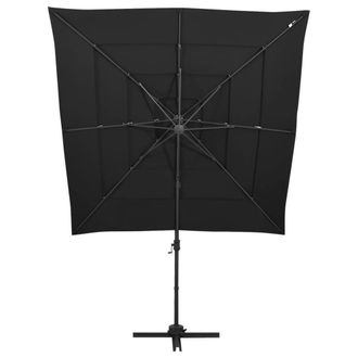 Berkfield Home 4-Tier Parasol with Aluminium Pole Black 250x250 cm