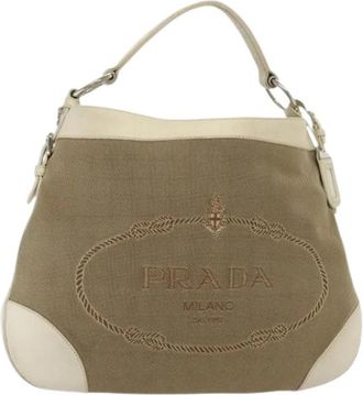 Prada Pre-owned Canvas Handtas - Dames - Vintage Handtas - Beige - ONE Size - Vintage