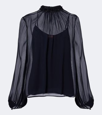 Max Mara Embellished sheer blouse