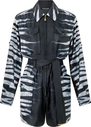 Roberto Cavalli Tuta intera con stampa zebra - Nero
