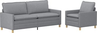 vidaXL Juego De Sof&aacute; 2 Uds. Gris Claro Tela Vidaxl