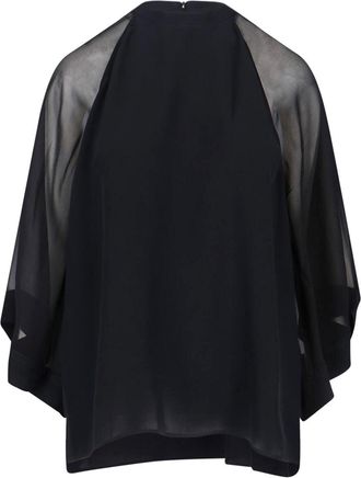 Filippa K Black Raglan Sleeve Semi-Transparent Viscose Blouse