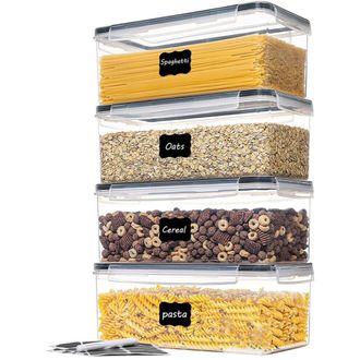 OEM Juego De 4 Recipientes Herm&eacute;ticos Con Tapa, De 3,2 Litros De Capacidad, Ideales Para Almacenar Pasta