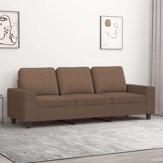 vidaXL Divano a 3 Posti Marrone 180 cm in Tessuto - Vidaxl