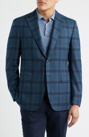 Canali Siena Regular Fit Windowpane Check Brushed Wool Sport Coat in Green at Nordstrom, Size 40 Us