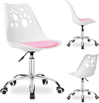 OEM Silla De Oficina Giratoria Puppy Love Para Escritorio Infantil, Blanca Y Rosa Ko16bjr