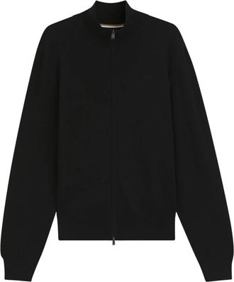 HUGO BOSS Zip-through Cardigan - Heren - Vesten - Zwart - XL - Katoen - Truien & Vesten