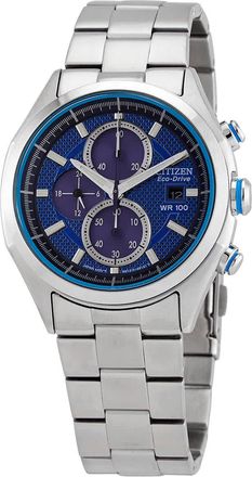 Citizen Chronograph Blue Dial Stainless Steel Mens Watch CA0430-54M