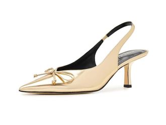 Marc Fisher Gretel Womens Shoes Gold Mirror Metallic Leather : 6.5 M