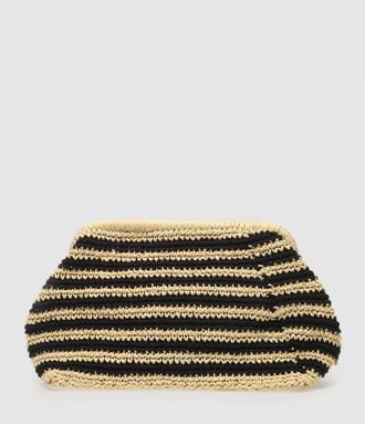 Mizele Grande Bourse Raphia Naturel Noir