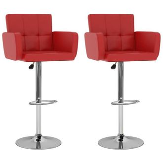 vidaXL Vidaxl - Taburetes De Cocina 2 Unidades Cuero Sint&eacute;tico Rojo