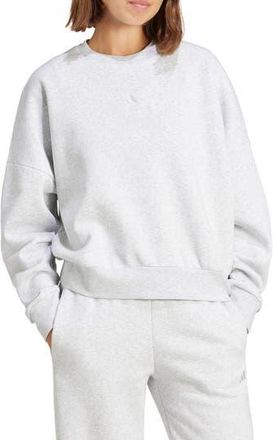 adidas Essentials Embroidered Logo Cotton Fleece Sweatshirt in Light Grey Heather/White at Nordstrom Rack, Size X-Large