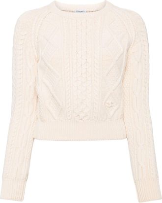 Chanel 1990-2000s cable-knit wool jumper - women - Wool - 40 - White