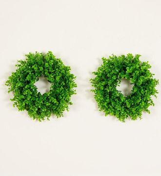 Nearly Natural Set Of Two 14In Artificial Eucalyptus Wreaths