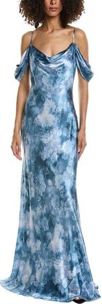 L'agence Kenna Cowl Cold Shoulder Silk Maxi Dress