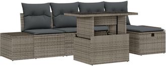 vidaXL Garden Sofa Set 7 pcs Grey Poly rattan Vidaxl