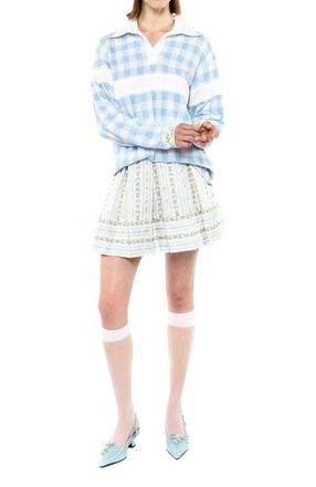Anna Sui Gingham Terry Top in Baby Blue at Nordstrom, Size Medium