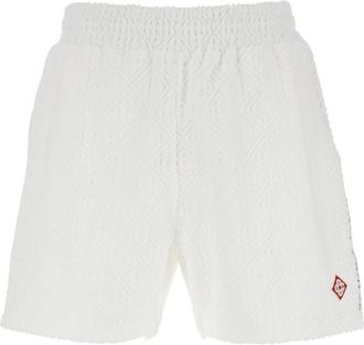 Casablanca Logo Geborduurd Witte Katoenen Shorts - Heren - Korte Broeken - Wit - L - Katoen - Korte Broeken