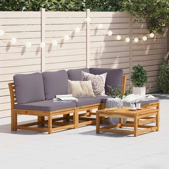 vidaXL Juego De Muebles Jard&iacute;n 5 Pzas Con Cojines Madera Maciza Acacia Vidaxl
