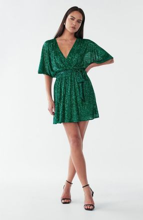 BWLDR Danae Mini Dress in Emerald Sequin at Nordstrom, Size 10
