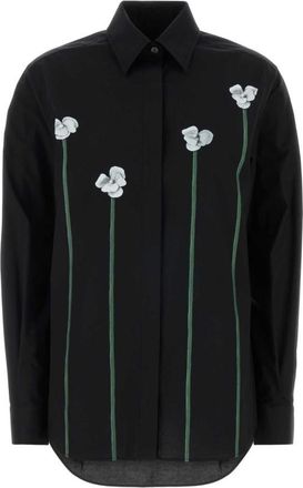 Moschino Black Floral Print Stretch Shirt