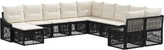 vidaXL Conjunto De Sof&aacute;s De Jard&iacute;n 11 Uds. Negro Rat&aacute;n Sint&eacute;tico Vidaxl