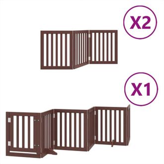 vidaXL Puerta De Perros Plegable 12 Paneles Madera &Aacute;lamo Marr&oacute;n 600 Cm Vidaxl
