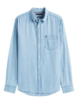 Tommy Hilfiger Overhemd met opgestikte zak - Blauw