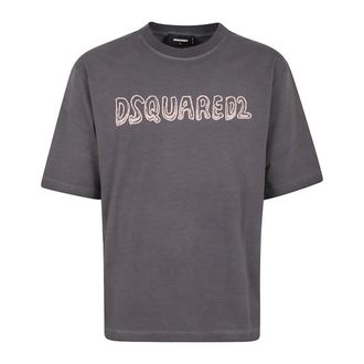 Dsquared2 DSquared2 Heren Best Fade Cartoon Logo Loose Fit T-shirt (Houtskool Grijs)