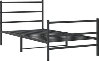 vidaXL Vidaxl - Metal Bed Frame without Mattress with Footboard Black 100x200cm