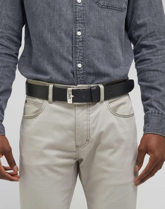 Wrangler H&uuml;ftg&uuml;rtel WRANGLER Lee G&uuml;rtel Leather Belt Logo Buckle, Herren, Gr. 105, schwarz, Obermaterial: 100% Rindsleder Leather cow., G&uuml;rtel H&uuml;ftg&uuml;rtel