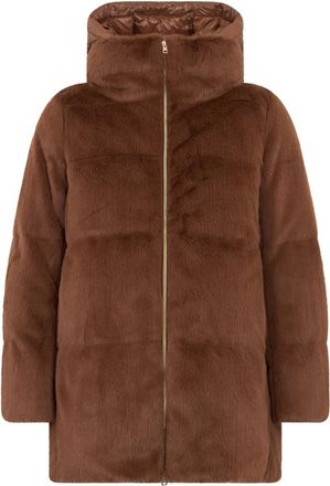 Herno Gewatteerde jas met bont - Dames - Winterjassen - Bruin - XL - Polyester - Jassen